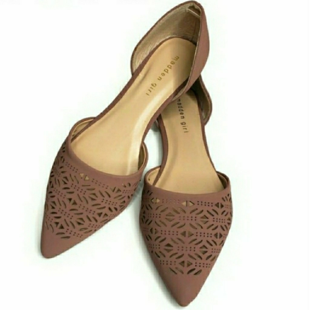 Madden Girl Gelly Laser Cut Flat Point Toe Mauve 9